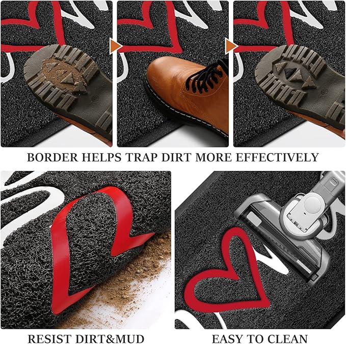 BeneathYourFeet Door Mat, Welcome Mat Low Profile Floor Mat Front Doormat Indoor and Outdoor Doormat Non Slip Rugs for Entryway, Patio, High Traffic Areas (32"x20", Black-Home)