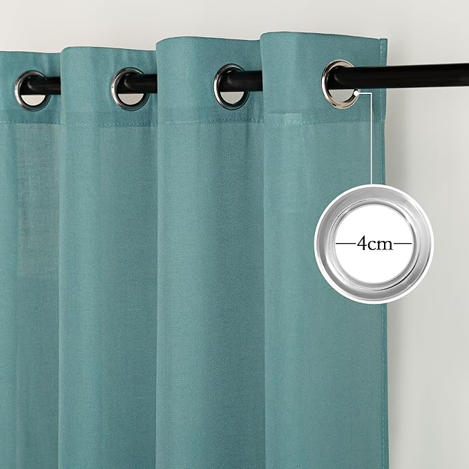 NICETOWN Greyish Blue Linen Curtains for Kitchen, Thick Flax Small Window Treatments Semi Sheer Privacy Assured with Light Through for Cafe/Bathroom, W55 x L84, 2 Panels