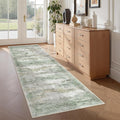 Washable Runner Rugs for Bedroom - 2x6 Runner Rug Non Slip, Ultra-Thin Entryway Runner, Soft Abstract Kitchen Runner for Hallway, Laundry, Indoor Door Mat(2'x6', Green/Yellow/Ivory)