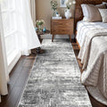 Washable 2x5 Kitchen Area Rug: Non-Slip Abstract Water-Resistant Entryway Rug Soft Sink Fridge Area Bedroom Carpet Low Pile Floor Mat for Bathroom Laundry Nursery Non-Shedding Runner(2X5,Black/Grey)