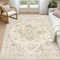 6x9 Area Rugs for Living Room: Vintage Boho Neutral Washable Rug Indoor Soft Large Area Rug Carpet for Bedroom Nursery Farmhouse Dining Room Office Floor Non-Slip Low Pile Under Table Rug Beige/Ivory