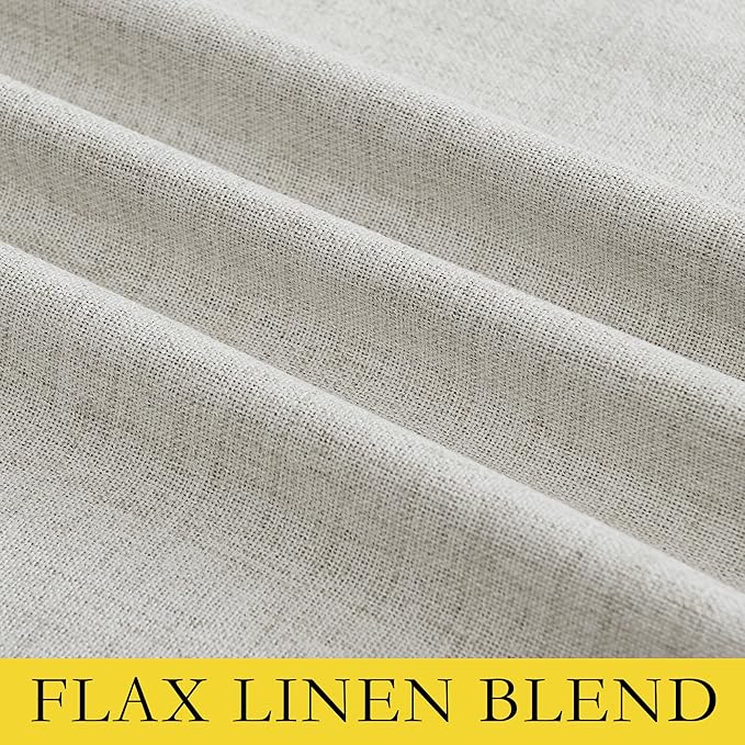 NICETOWN Snowbound Vintage Linen 100% Blackout Curtains for Living Room, Thermal Insulated Curtains 84“ Long, Noise Reducing Window Treatment Drapes for Hall Room, 52" Wide Per Panel, Set of 2