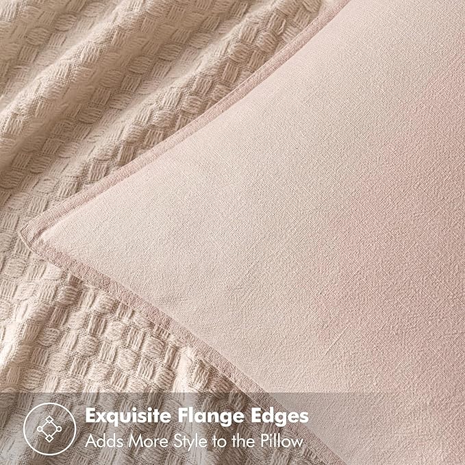 MIULEE Decorative Linen Pillow Covers 20x20 Inch Light Pink Boho Farmhouse Neutral Valentine Spring Couch Throw Pillows for Bed Pack of 2 Accent Modern Pillowcase Sofa Livingroom Home Decor