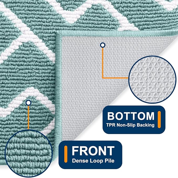 OLANLY Front Door Mat, Non-Slip Rubber Backing, Dirt Resistant and Absorbent, Washable, Easy to Clean Low-Profile Indoor Doormat for Back Door, Entryway, Inside Entrance, 36x24, Sage Green