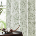 jinchan Linen Floral Curtains for Living Room 63 Inch Long Sage Green Printed Flower French Country Curtain Farmhouse Cottage Core Toile Curtains Back Tab Light Filtering Window Drapes Set 2 Panels