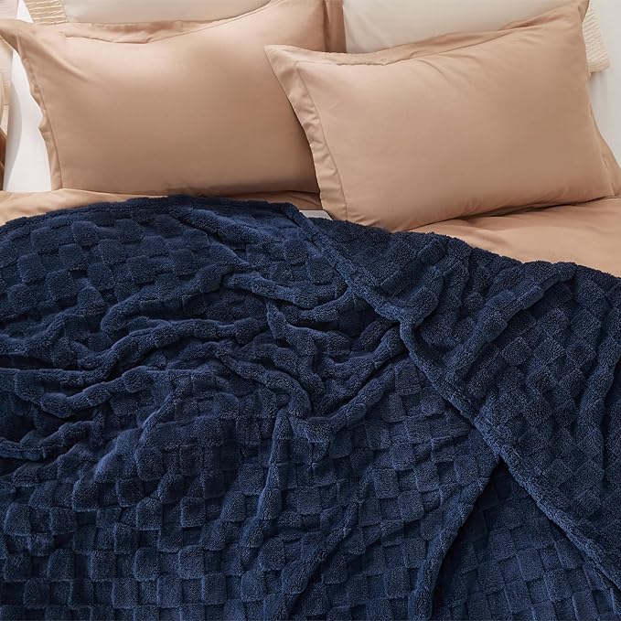 Bedsure GentleSoft Blankets Queen Size for Bed - Super Soft Cozy Blanket for Kids Girls, Large Fuzzy Fleece Throw for Bedroom Decor, Navy, 90x90 Inches