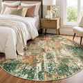 Washable Area Rugs 6ft Non-Slip Modern Abstract Soft for Living Room Entryway Bedroom Nursery, Print Pattern, Green Orange Rust Red Cream Colorful