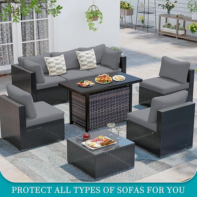 12Pcs Stretch Patio Cushion Covers,Outdoor Couch Covers Replacement,Outdoor Couch & Sofa Slipcovers,for Patio Furniture Cushion Covers,Washable Reusable urniture Protector(Grey,Cover Only)