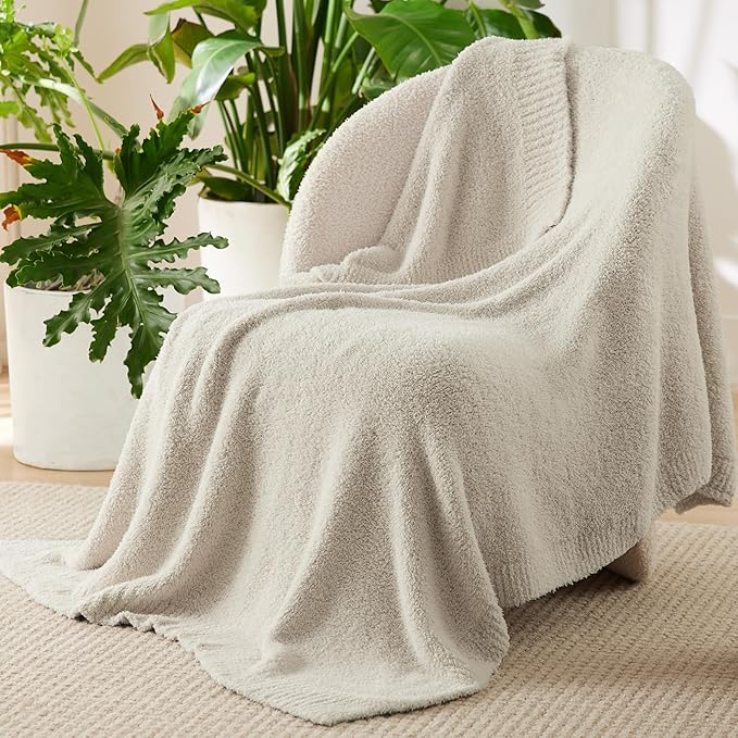 Bedsure Beige Knit Twin Blanket for Couch - Super Soft Cozy Fluffy Throw Blanket, Lightweight Warm Knitted All Season Blankets for Bed Sofa, Mothers Day, Birthday Gifts for Women Men, 60x80 Inches