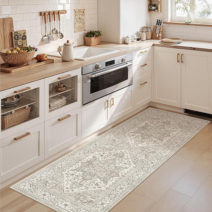 Madane Hallway Runner Rug - 2x5 Rug Runner Washable Runner Rugs Non-Slip Low-Pile Kitchen Runner Rug Laundry Room Rug Throw Carpet for Entrance Bedroom Living Room (2'x5', Beige/Brown)