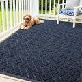 OLANLY Front Door Mat Indoor Outdoor Entrance, Waterproof All-Season, All-Weather Doormat, Sturdy Natural Rubber, Low Profile, Easy Clean Patio Porch Entryway Mat, Herringbone Brick (Blue, 71x47)