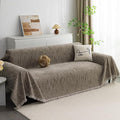 MYSKY HOME Boho Couch Cover Sand Sofa Covers Washable, Farmhouse Sofa Slipcover Simple Couch Protector for Dogs Chenille Sectional Couch Covers L Shaped Couch Cushion Covers, 91"x 134"