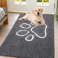 Smiry Dog Door Mat for Muddy Paws, Absorbent Dirt Trapper Non Slip Quick Dry Washable Chenille Mat for Mud Dogs, Entry Rug for Indoor and Outdoor (44x32 Inches, Dark Grey and White)