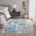 Soalmost Area Rugs 4x6 for Living Room, Vintage Abstract Washable Rugs for Dining Room, Kitchen, Non-Slip Area Rug Blue