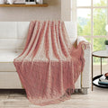 Coral Pink Throw Blanket Jacquard Argyle (50 x70 Inches) – 50x70in