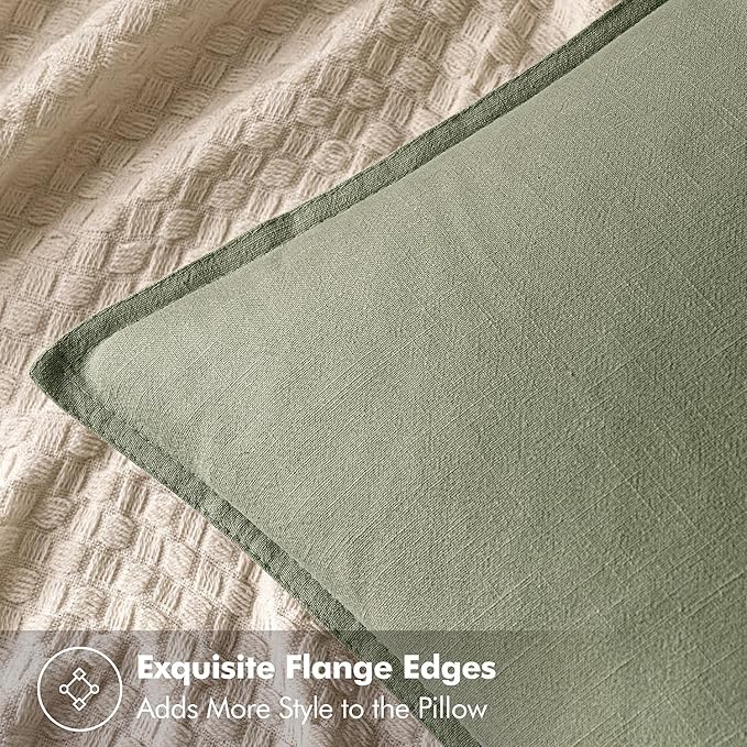 MIULEE Decorative Linen Euro Sham Pillow Covers 26x26 Sage Green Boho Farmhouse Neutral Spring Couch Throw Pillows for Bed Pack of 2 Accent Modern Pillowcase Summer Sofa Livingroom Home Decor
