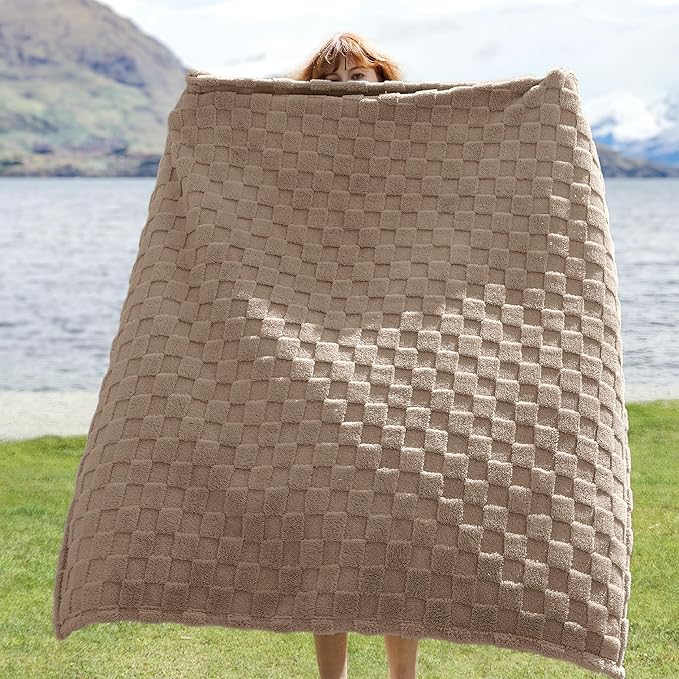Bedsure GentleSoft Light Brown Throw Blanket for Couch - Super Soft Cozy Blankets Gifts for Kids Girls, Cute Small Fleece Throws for Bedroom Home Decor, 50x70 Inches