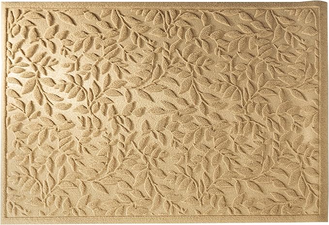 Beige Leaves Outdoor Indoor Entrance Door mat, Absorbent Durable Heavy Duty Welcome Front Door Mat,Thick Natural Rubber Back,Easy Clean Entryway Mat 47x32 Inch, Low Profile
