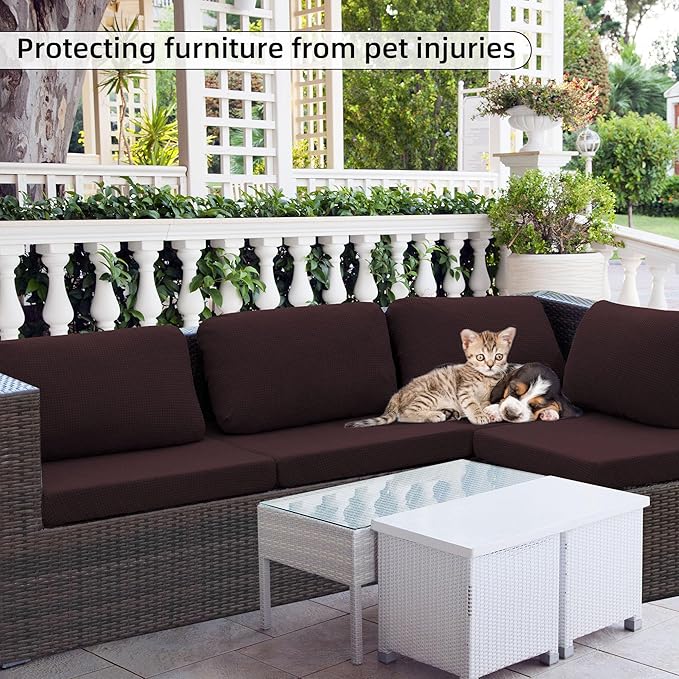 Outdoor Cushion Covers Set,12PCS Patio Furniture Couch Seat Slipcovers, Replacement for Sofa Sectional Chair(Cover，Only)