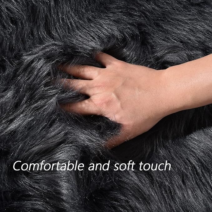 Latepis Dark Grey Small Bedroom Rugs 2x3 Washable Rugs Soft Shaggy Fuzzy Faux Sheepskin Fur Rug for Cushion Cat Mat Home Décor, Rectangle