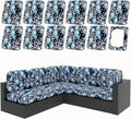 hyha 12Pcs Patio Cushion Covers, Stretch Outdoor Couch Cushion Covers, Washable Outdoor Chair/Sofa Slipcovers for Patio Furniture Cushions Protector with Elastic Bottom(Bluebell,Cover Only)