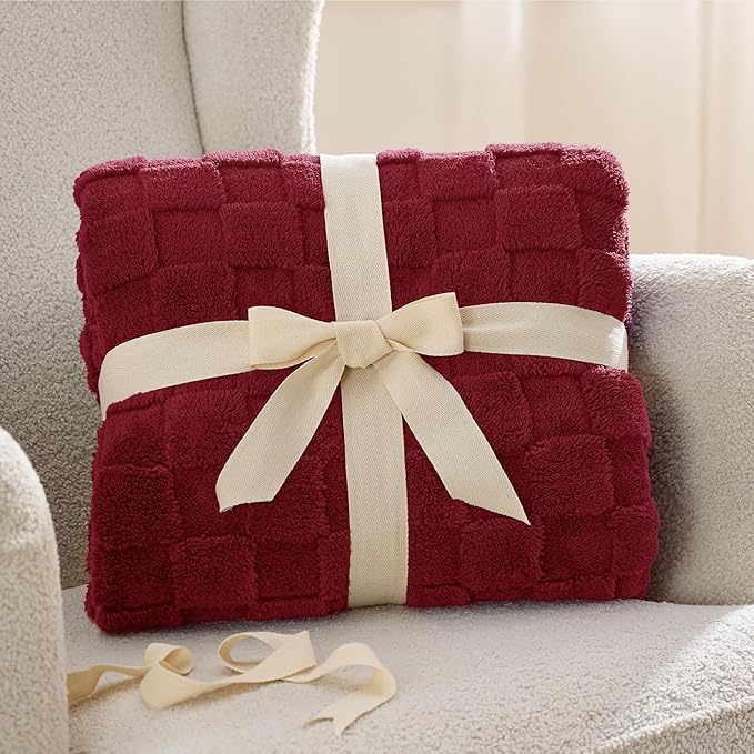 Bedsure GentleSoft Red Throw Blanket for Couch - Super Soft Cozy Blankets Gifts for Kids Girls, Cute Small Fleece Mother's Day Throws for Bedroom Home Decor, 50x70 Inches