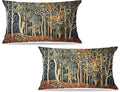 Rustic Autumn Forest Pillow Covers 20x12 Set of 2, Fall Home Room Decor, Vintage Botanical Nature William Morris Inspired Decorative Throw Pillow Covers for Home Bedroom Living Room
