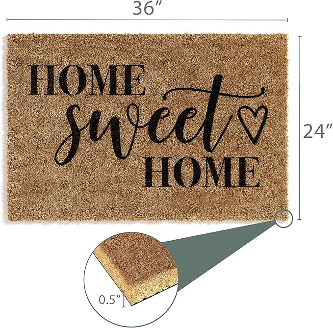 Barnyard Designs Doormat Welcome Mat for Outdoors, Large Front Door Entrance Mat, Brown (Home Sweet Home, 36x24)