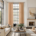 Nanspring Camel Linen Curtains for Living Room Extra Long 132 Inches Long Back Tab Light Filtering Semi Sheer Curtain Vintage Rustic Decor Floor to Ceiling High Window for Bedroom 52x132, 2 Panels