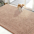OLANLY Dog Door Mat for Muddy Paws 48x30, Absorbs Moisture and Dirt, Absorbent Non-Slip Washable Doormat, Quick Dry Chenille Mud Mat for Dogs, Entry Indoor Entryway Carpet for Inside Floor, Peach