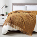 BOURINA Almond Throw Blanket 50 x70 Inches Jacquard Argyle Throw Textured Solid Soft Throws and Blankets for Sofa or Bed Knitted Decorative Blanket