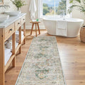 Madane Washable Runner Rug - 2x6 Rug Runners for Hallways 6 Feet Non Slip Vintage Kitchen Runner Rug Ultra-Thin Bathroom Runner Rugs Carpet Laundry Room Bedroom (2x6ft, Green)