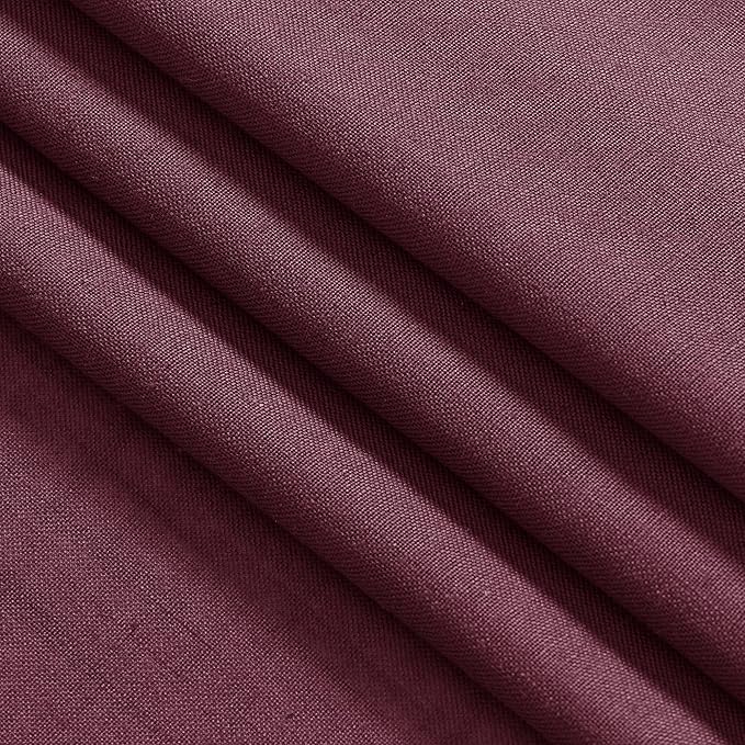 Nanspring Burgundy Linen Curtains 84 Inch Length 2 Panels Set for Living Room Rod Pocket Back Tab Light Filtering Window Drapes for Bedroom Dining Room Protect Privacy Modern Farmhouse Decor 52x84