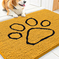Smiry Dog Door Mat for Muddy Paws, Absorbent Dirt Trapper Non Slip Quick Dry Washable Chenille Mat for Mud Dogs, Entry Rug for Indoor and Outdoor (30x20 Inches, Golden Yellow and Black)