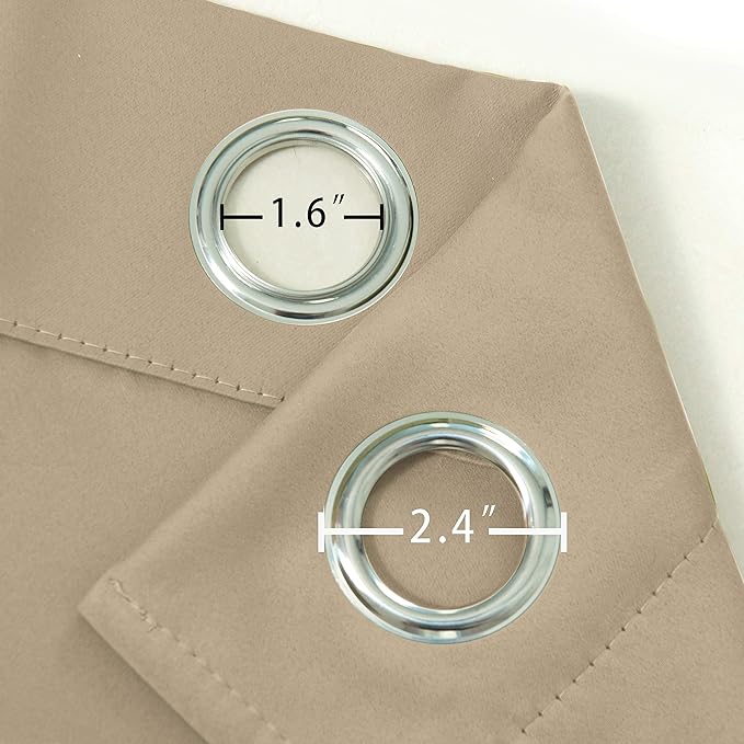 LEMOMO Beige Blackout Curtains 34 x 63 Inch Length/Set of 2 Curtain Panels/Thermal Insulated Room Darkening Blackout Curtains for Bedroom