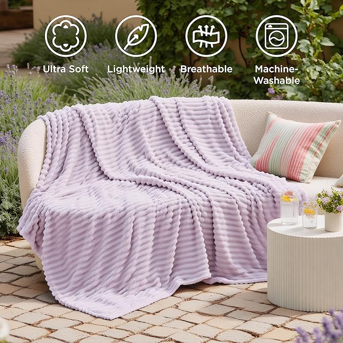 Bedsure GentleSoft Lavender Fog Throw Blanket for Couch - Cozy Soft Blankets for Women, Cute Small Throws for Girls, 50x70 Inches
