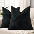 decorUhome Black Chenille Throw Pillow Covers 20x20 Set of 2 Textured Soft Cozy Slubby Couch Pillow Covers Modern Farmhouse Boho Decorative Pillow Cases for Bed Sofa Living Room
