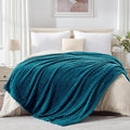 EXQ Home King Size Blanket for Bed or Couch - 3D Imitation Turtle Shell Jacquard Decorative Fleece Blankets - Cozy Soft Lightweight Fuzzy Flannel Blanket Suitable for All Seasons(90"×108",Teal)