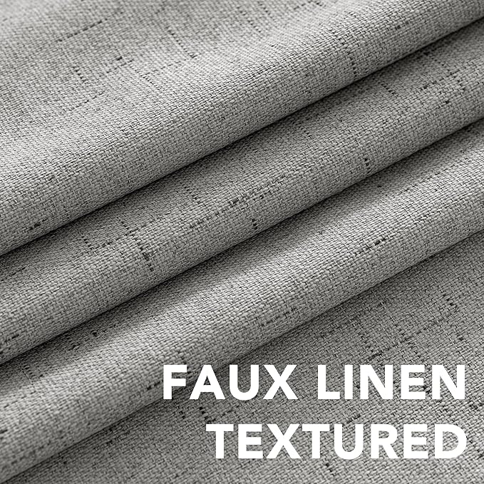 H.VERSAILTEX Primitive Linen Curtains 100% Blackout Curtain Drapes Burlap Curtains with White Thermal Insulated Liner, Grommet Top Drapes Living Room/Bedroom (2 Panels, 42 x 84 Inch, Dove Gray)
