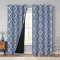 Beauoop 100% Blackout Curtains 84 Inches Long 2 Panels for Bedroom Living Room Blue Moroccan Geo Room Darkening Thermal Insulated Soundproof Grommet Top Window Treatments Drapes, 50x84 Set of 2