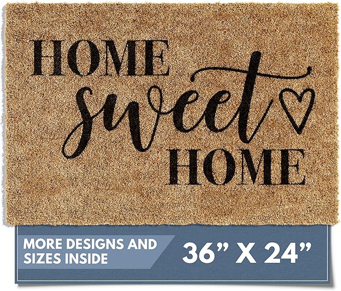Barnyard Designs Doormat Welcome Mat for Outdoors, Large Front Door Entrance Mat, Brown (Home Sweet Home, 36x24)