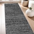 3x7 Washable Hallway Runner Rug - Moroccan Non-Slip Indoor Table Long Runners for Entryway Soft Low-Pile Neutral Rugs for Kitchen Waterproof Geometric Carpet for Bedroom Bathroom Laundry 3x7 Black