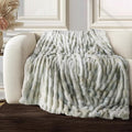 Ultra Soft Cozy Faux Fur Throw Blanket, Fuzzy Plush Thick Fur Blanket, Oversize Luxury Fluffy Blanket for Couch, Sofa, Bedroom, and Living Room,50x60 Inches,Double Sided Tie-Dye Light Grey