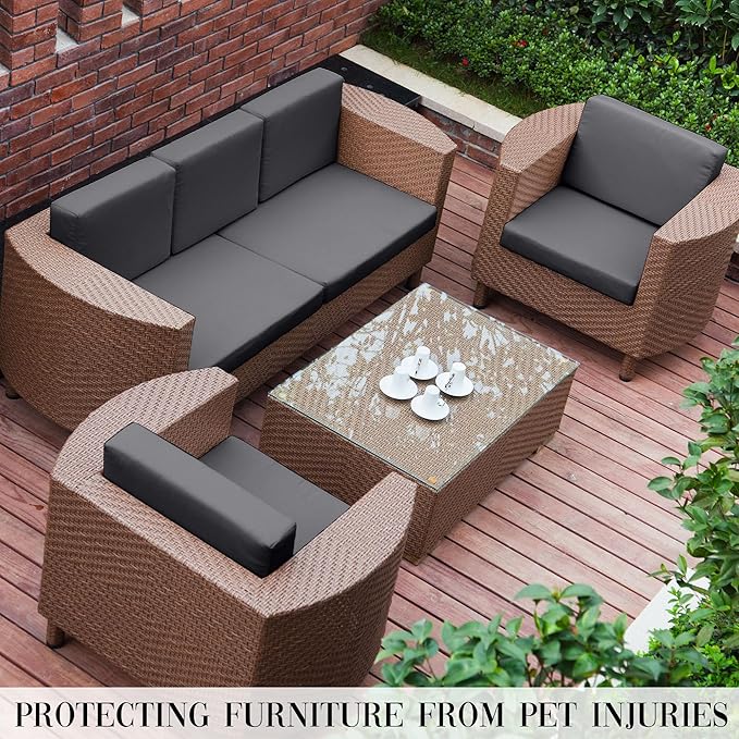 Outdoor Cushion Covers Set,8PCS Patio Furniture Couch Seat Slipcovers, Replacement for Sofa Sectional Chair(Cover，Only)