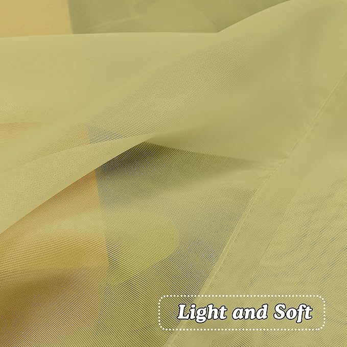 OVZME Mustard Yellow Sheer Curtains 108 Inches Long, Light Filtering Airy Transparent Lightweight Voile Rod Pocket Window Curtains for Bedroom, Living Room, W42 x L108, Set of 2 Drape Panels