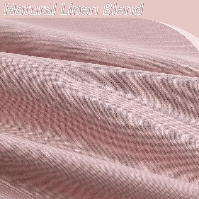 Guken 100% Blackout Linen Curtains 96 Inch 2 Panels Set for Girl's Bedroom, Living Room, Nursery, Back Tab Thermal Insulated Black Out Drapes Room Darkening, Pink