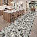 Madane Hallway Runner Rug 3x18 - Kitchen Rugs 18ft Washable Entryway Rug Vintage Kitchen Runners Non Slip Indoor Area Rug Farmhouse Carpet Runner for Bathroom Living Room Bedroom, Black