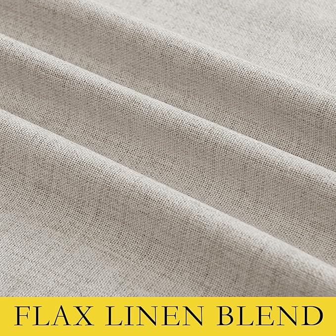 NICETOWN Brich Vintage Open Linen Weave Flax Thermal Curtains, 100% Blackout Curtains 63" Long for Dining Room, Soundproof Window Treatment Drapes for Gym Room, 42" Wide Per Panel, Set of 2