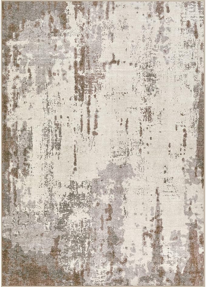 UERMEI 10x12 Area Rug Living Room Rugs - Washable Neutral Modern Abstract Soft Thin Rug Indoor Floor No Slip Rug Carpet for Bedroom Under Dining Table Home Office Decor - Brown/Grey/Beige