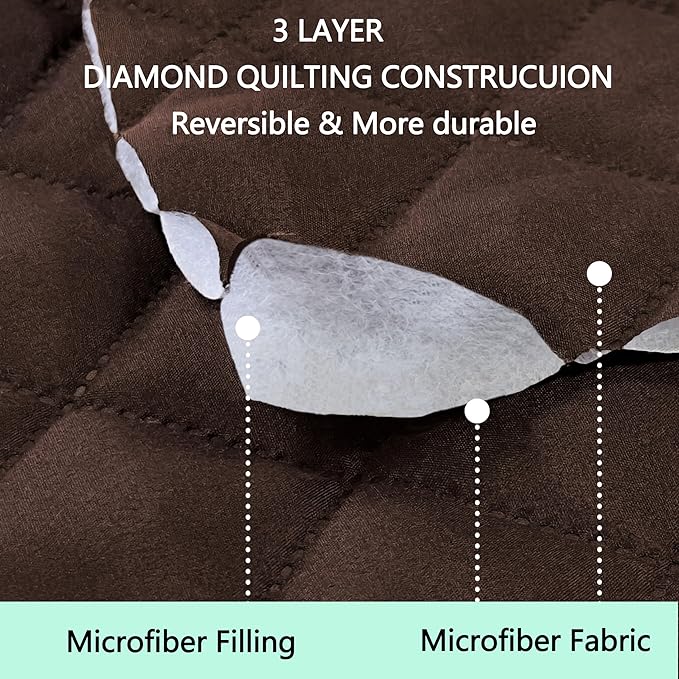 Reversible Loveseat Sofa Covers Couch Cover Furniture Protector(Loveseat Small,Chocolate/Chocolate)